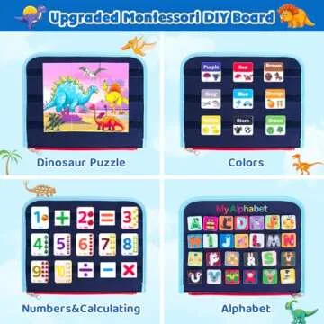 HONGDDY Busy Board, 20 in 1 Montessori Toys for Toddler, Sensory Board with Extra DIY Page for Learning Fine Motor Skills and Travel, Preschool Educational Learning Toys Gift for Boys Girls