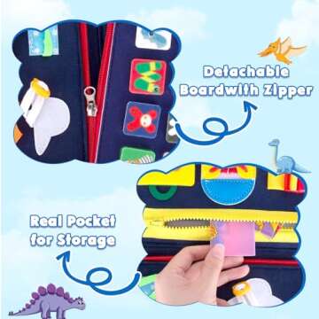 HONGDDY Busy Board, 20 in 1 Montessori Toys for Toddler, Sensory Board with Extra DIY Page for Learning Fine Motor Skills and Travel, Preschool Educational Learning Toys Gift for Boys Girls