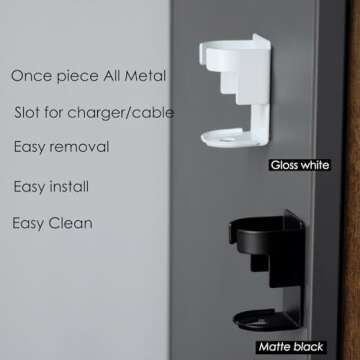 All Metal Electric Toothbrush Holder for Bathroom - Wall Mounted with Nano Adhesive - Slot for Sonic...