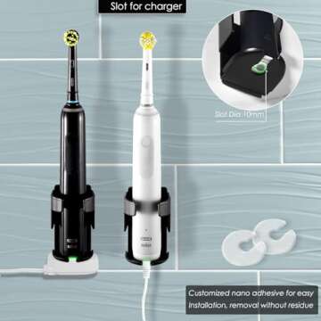 Stylish Wall Mounted Toothbrush Holder - 2 Pack