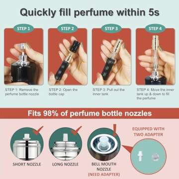 Fiwecos Perfume Travel Refillable Bottle Cologne Portable Atomizer Fragrance Scent Sprayer Pump Fill from Bottom Mini Pocket Size 5ml for Travel Essentials & Best Gift (Gold+Green)