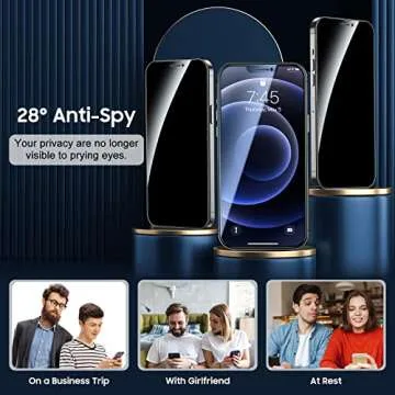 UniqueMe [2+2 Pack] Compatible with iPhone 12 Pro Max Privacy Screen Protector, Tempered Glass 6.7-inch and Camera lens Protector, Anti Spy [Easy Installation Frame] [Precise Cutout] Bubble Free