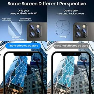 UniqueMe [2+2 Pack] Compatible with iPhone 12 Pro Max Privacy Screen Protector, Tempered Glass 6.7-inch and Camera lens Protector, Anti Spy [Easy Installation Frame] [Precise Cutout] Bubble Free