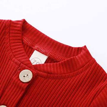 Newborn Baby Boy Girl Clothes Ribbed Knitted Cotton Long Sleeve Romper Long Pants Solid Color Fall Winter Outfits (A- Wine Red, 18-24 Months)