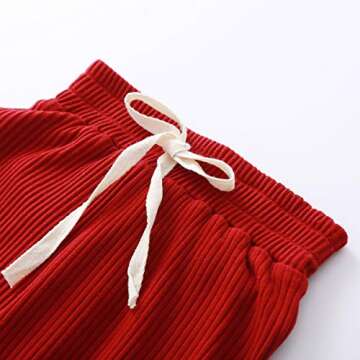 Newborn Baby Boy Girl Clothes Ribbed Knitted Cotton Long Sleeve Romper Long Pants Solid Color Fall Winter Outfits (A- Wine Red, 18-24 Months)