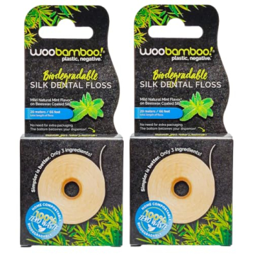 WooBamboo! All Natural Silk Dental Floss - Zero Waste, Biodegradable Pack of 2