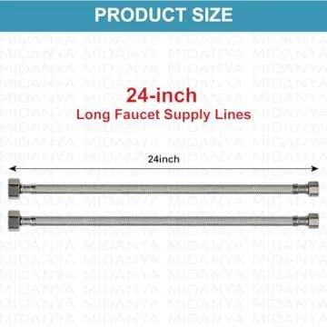 Midanya 24 Inch Stainless Steel Faucet Supply Lines