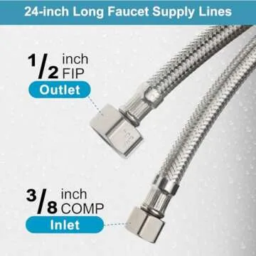 Midanya 24 Inch Stainless Steel Faucet Supply Lines