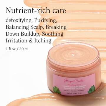 Rizos Curls Detox Scalp Scrub, Exfoliates to Remove Buildup & Excess Oil, Soothes Itchy Scalp, Detox...