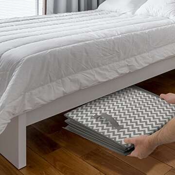 Sorbus Storage Chest with Flip-Top Lid, Collapsible Storage for Closet & Home Organization - Large (Pattern - Chevron Gray)