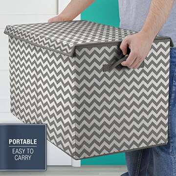Sorbus Storage Chest with Flip-Top Lid, Collapsible Storage for Closet & Home Organization - Large (Pattern - Chevron Gray)