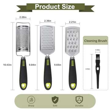 BEARDO DECOR Handheld Cheese Grater Set for Kitchen Stainless Steel Mini Cheese Grater with Handle L...