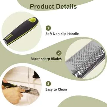 BEARDO DECOR Handheld Cheese Grater Set for Kitchen Stainless Steel Mini Cheese Grater with Handle Lemon Zester with Cleaning Brush for Cheese Vegetable Fruit Chocolate (Black Handle)