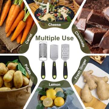 BEARDO DECOR Handheld Cheese Grater Set for Kitchen Stainless Steel Mini Cheese Grater with Handle Lemon Zester with Cleaning Brush for Cheese Vegetable Fruit Chocolate (Black Handle)