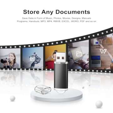 TOPESEL 5 Pack 32GB USB 2.0 Flash Drive Memory Stick Thumb Drives (5 Mixed Colors: Black Blue Green Red Silver)