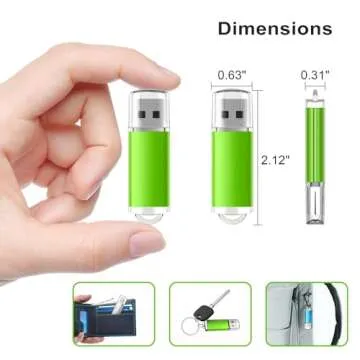 TOPESEL 5 Pack 32GB USB 2.0 Flash Drive Memory Stick Thumb Drives (5 Mixed Colors: Black Blue Green Red Silver)