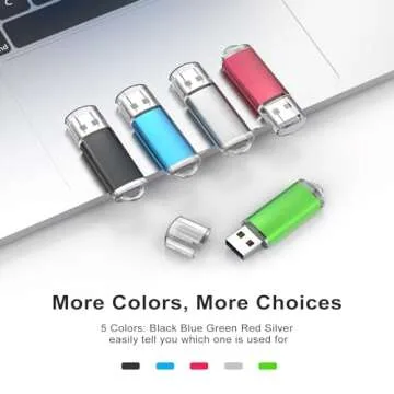 TOPESEL 5 Pack 32GB USB 2.0 Flash Drive Memory Stick Thumb Drives (5 Mixed Colors: Black Blue Green Red Silver)