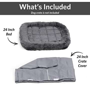 New World Dog Crate Comfort Kit by, Matching Dog Crate Cover & Dog Bed to Make Your Dogs Crate Their Home, Compatible with Midwest Homes for Pets & New World Dog Crates, Fits 24-Inch Dog Crate, Gray