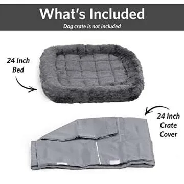 New World Dog Crate Comfort Kit by, Matching Dog Crate Cover & Dog Bed to Make Your Dogs Crate Their Home, Compatible with Midwest Homes for Pets & New World Dog Crates, Fits 24-Inch Dog Crate, Gray