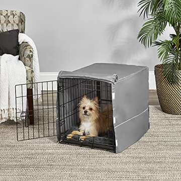 New World Dog Crate Comfort Kit by, Matching Dog Crate Cover & Dog Bed to Make Your Dogs Crate Their Home, Compatible with Midwest Homes for Pets & New World Dog Crates, Fits 24-Inch Dog Crate, Gray
