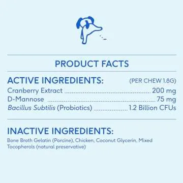 Native Pet Dog & Cat UTI Treatment - 120 Chicken Chews with Cranberry - Bladder Control for Urinary Tract Infection - UTI Medicine for Dogs - Urinary Tract Cat Food - Pet Health