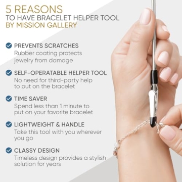 Mission Gallery Bracelet Helper Tool - Fastener Helper Tool for Bracelet, Necklace, Jewelry, Watch - Clip, Clasp Helper - Easy to Put on Yourself, Portable, Made of Metal, Silver