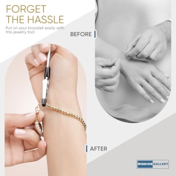 Mission Gallery Bracelet Helper Tool - Fastener Helper Tool for Bracelet, Necklace, Jewelry, Watch - Clip, Clasp Helper - Easy to Put on Yourself, Portable, Made of Metal, Silver