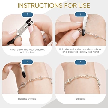 Mission Gallery Bracelet Helper Tool - Fastener Helper Tool for Bracelet, Necklace, Jewelry, Watch - Clip, Clasp Helper - Easy to Put on Yourself, Portable, Made of Metal, Silver