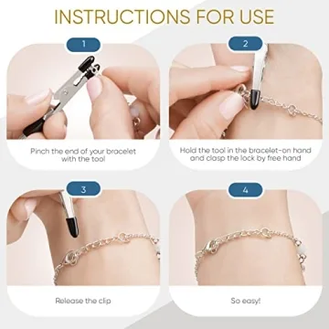 Mission Gallery Bracelet Helper Tool - Fastener Helper Tool for Bracelet, Necklace, Jewelry, Watch - Clip, Clasp Helper - Easy to Put on Yourself, Portable, Made of Metal, Silver