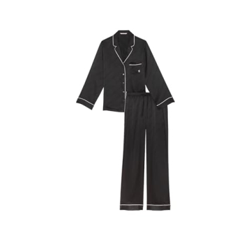 Victoria's Secret Satin Pajama Set: Luxurious Sleepwear for Women, Black Logo (XS)