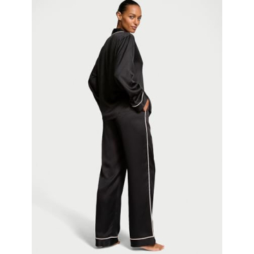 Victoria's Secret Satin Pajama Set for Women in Black
