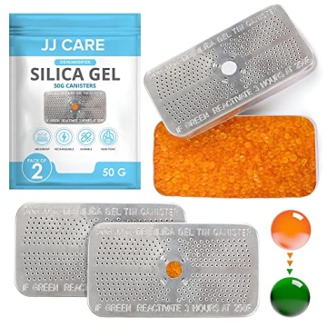 JJ CARE 50g Silica Gel Canister - Rechargeable Moisture Absorber