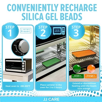 JJ CARE 50g Silica Gel Canister - Rechargeable Moisture Absorber
