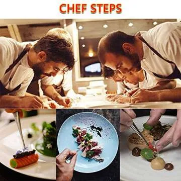 Tangoowal Kitchen Cooking Tweezers Culinary,3 Piece Set Stainless Steel Tweezer Precision Tongs Offset Tip for Cooking Food Design styling(6.3-Inch)