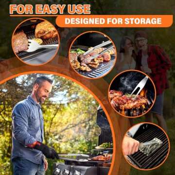 TIVOLI Grill Set 4PC BBQ Tools Set Grill Accessories with BBQ Spatula, BBQ Clips, Brushes, BBQ Forks...