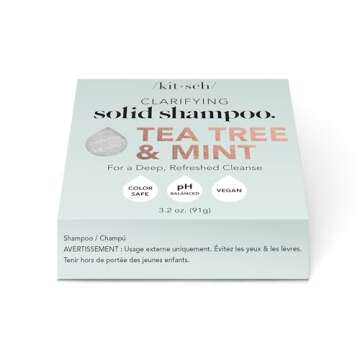 Kitsch Tea Tree & Mint Anti-Dandruff Vegan Shampoo for Itchy Scalp | Made in US | Paraben & Sulfate-Free | 3.2oz