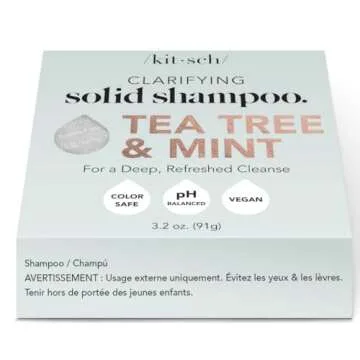 Kitsch Tea Tree & Mint Anti-Dandruff Vegan Shampoo for Itchy Scalp | Made in US | Paraben & Sulfate-Free | 3.2oz