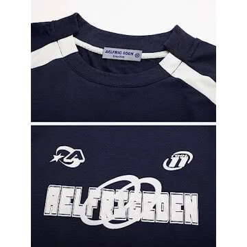 Aelfric Eden Oversized T Shirt Men 90s Shirt Unisex Streetwear Contrast Color Graphic Tees Casual Vintage Summer Tops