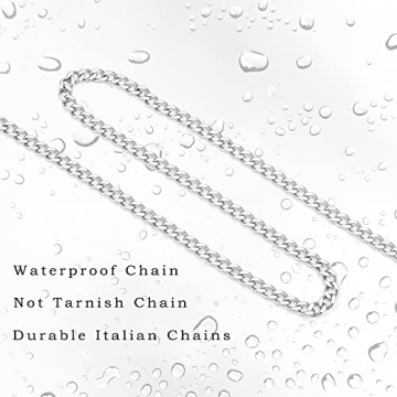 Mens Silver Cuban Link Chain Necklace by Reoxvo