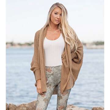 Mcupper Oversized Knitted Sweater for Women - Taupe