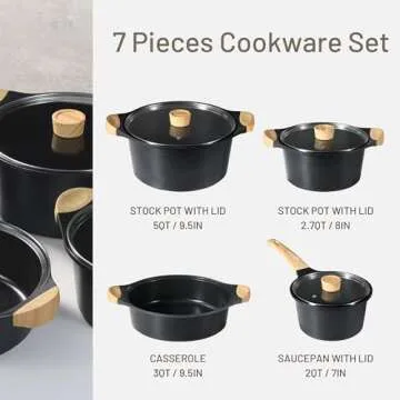 CAROTE 7PCS Pots and Pans Set Nonstick, Induction Cookware Set, Non-toxic Healthy Non Stick Cooking ...
