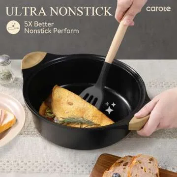 Non-toxic CAROTE 7PCS Nonstick Cookware Set for Healthy Cooking