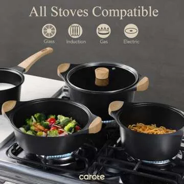 Non-toxic CAROTE 7PCS Nonstick Cookware Set for Healthy Cooking