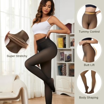 Warm Fleece Lined Tights for Women - Apriddeo