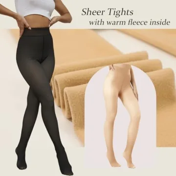 Warm Fleece Lined Tights for Women - Apriddeo
