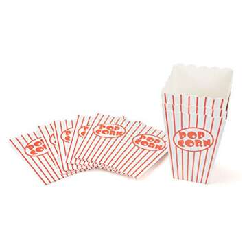 Bekith 100 Pack Paper Open-Top Popcorn Box, Popcorn Containers Striped Red and White, Great for Movie Theater Carnival Party