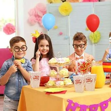 Bekith 100 Pack Paper Open-Top Popcorn Box, Popcorn Containers Striped Red and White, Great for Movie Theater Carnival Party