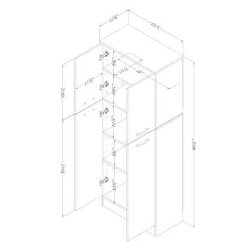 South Shore Axess 4-Door Storage Pantry, Pure Black
