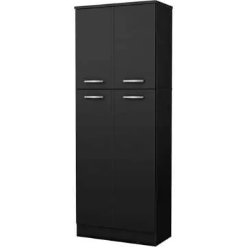 South Shore Axess 4-Door Storage Pantry, Pure Black