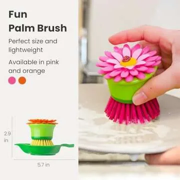Vigar Flower Palm Dish Scrub Brush with Holder